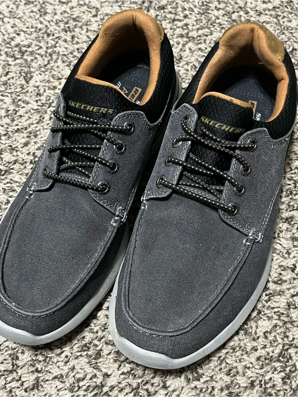 Skechers Men’s Relaxed Fit: Elent Mosen Boat Shoes Charcoal Lace-Up Slip-On